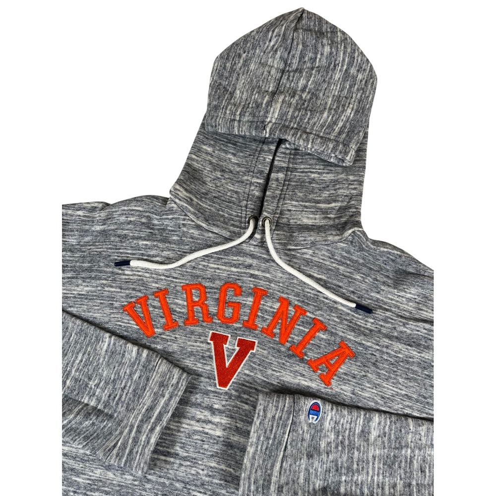 Champion Virginia Cavaliers Hoodie Mens Large Gray Space Dye Stitched Spell Out